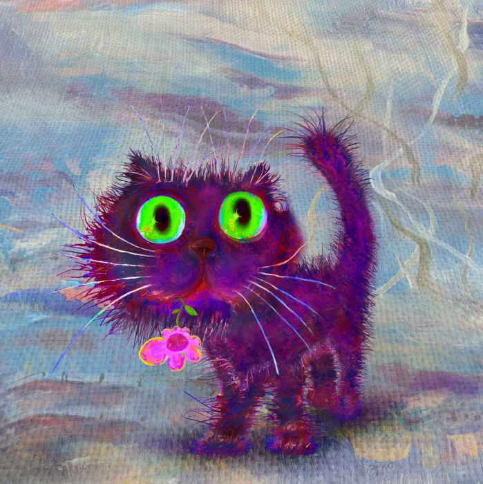 Фиолетовый кот из попи. Фиолетовые коты. Котик на фиолетовом фоне. Фиолетовая кошка. Фиолетовая кошка рисунок.